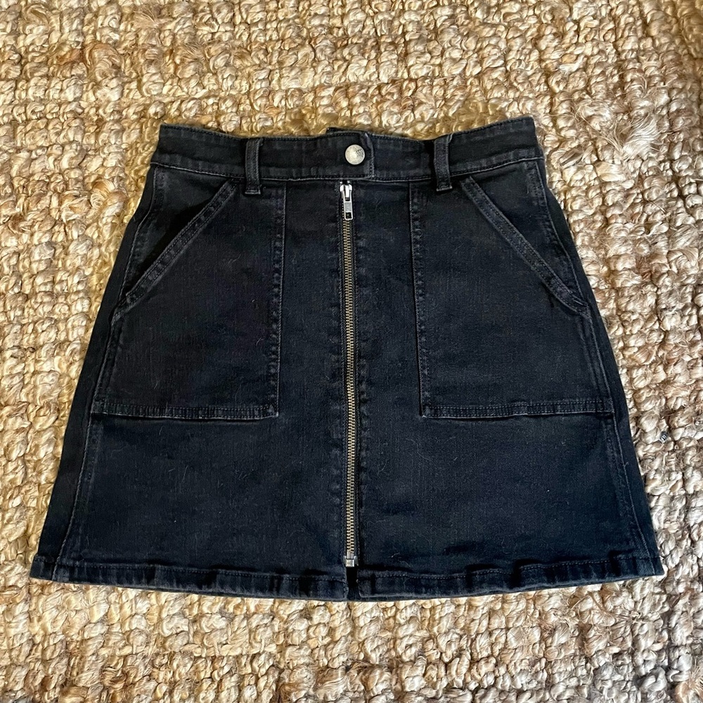 Madewell Washed Black Mini Jean Skirt